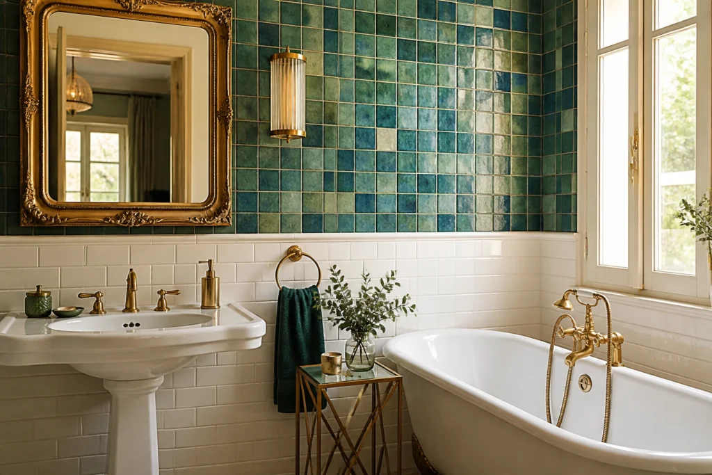 Faïence effet zellige ou métro : Le match déco pour une salle de bain au charme rétro.